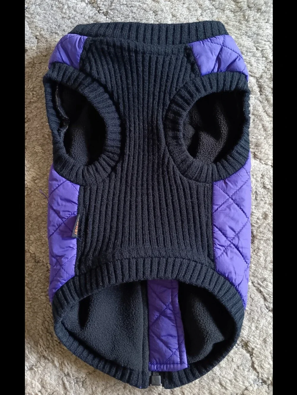 💜🖤 Gooby Dog Puffer Vest Quilted Jacket Large Purple Water Resistant Pet